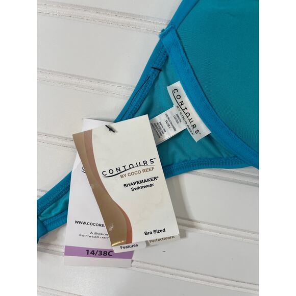 NWT Coco Reef Womens Capri Blue Push Up Underwire Swim Bra Bikini Top Size 38C - Picture 4 of 7